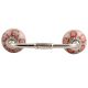 Red Embossed Tiny Flower Crackle Ceramic Bridge Handle
